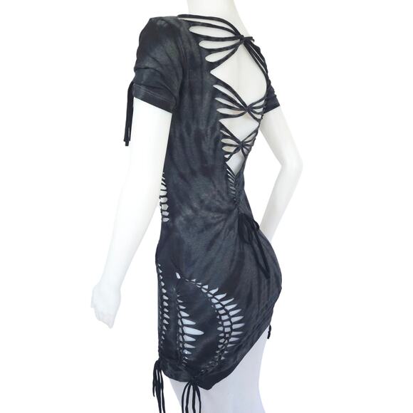 TEMPTRESS COLLECTION - LARGE - Midnight Mist Blue Hue Dress - Intricate Cuts - Picture 5 of 7